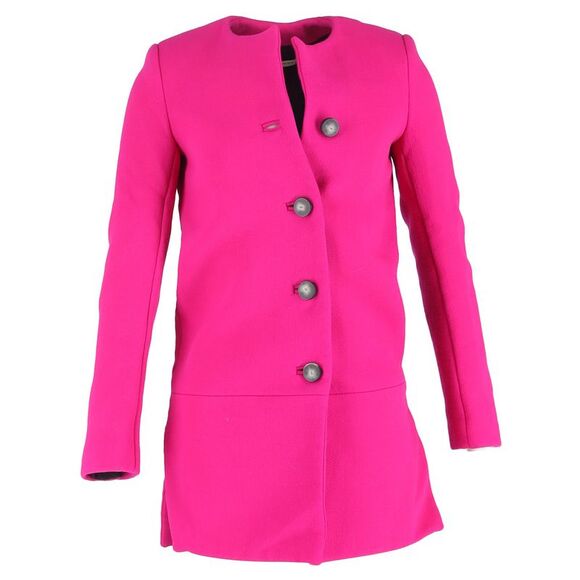 Balenciaga Single-Breasted Peacoat in Pink Wool